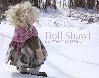 Doll Shawl Knitting Pattern | Waldorf Inspired Doll Clothing | DIY Doll Clothes | Corazon by Fig&Me