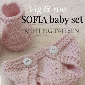 PDF Knitting Pattern, Doll Clothing, Baby Doll Clothes, Waldorf Style Doll clothing patterns, Diaper and Boots, Sofia Baby Set by Fig and Me