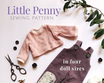 Doll Clothing | Little Penny | Waldorf Doll Clothes | Sewing Pattern | Overalls | Shirt | Unisex | Clothing Pattern | DIY Doll Clothes