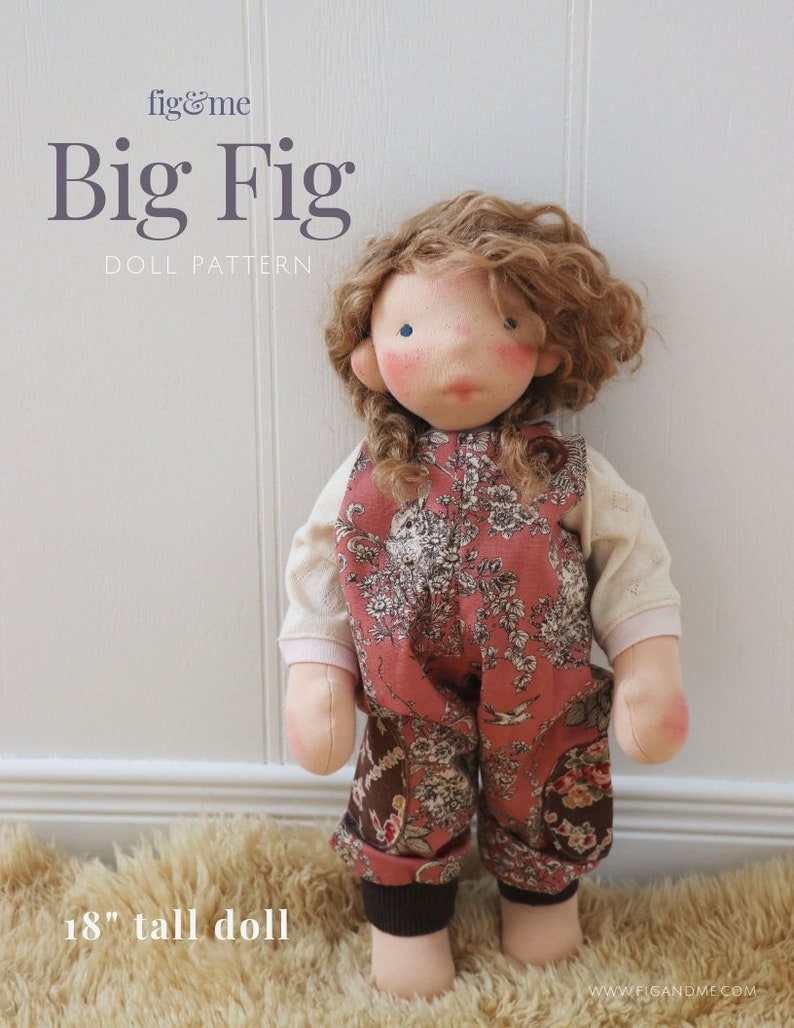 Waldorf Doll Pattern Big Fig Dollmaking Pattern Natural Fiber Art Doll 18inches tall image 2