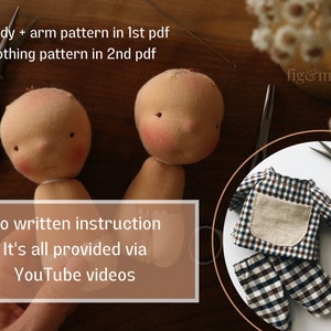 Waldorf Doll Pattern Bundle | Free Video Tutorial | Body ONLY + Clothing Pattern PDF | Dollmaking Pattern | Handmade Doll Pattern | Beginner image 2