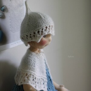 Doll Elven Hat and Cape Knitting Pattern Doll Clothing Pattern Waldorf Inspired Doll clothing Galanthus Nivalis by Fig & me image 6