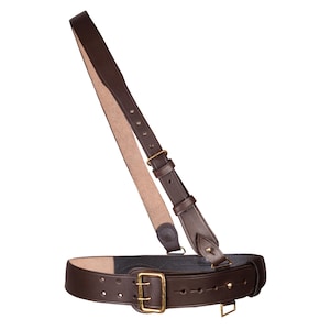 Sam Browne Leather Belt - Handmade Custom Original Leather Belt with Shoulder Strap Made to Order - Custom Made - Real Leather