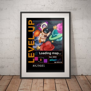 Level Up Gaming Poster, Gaming Poster, Level Up Gaming Poster, Wandkunst für Gaming, Level Up Gaming Poster, Space Map Poster, A4-A2 Download