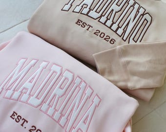 Embroidered Personalized Godmother & Godfather Sweatshirt, Personalized Godparents Shirt, Godchild Name on Sleeve, Godmother Proposal Shirt