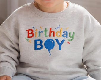 Embroidered  Birthday Baby Boy Sweatshirt, First Birthday Bubble Crewneck, Cake Smash Outfit
