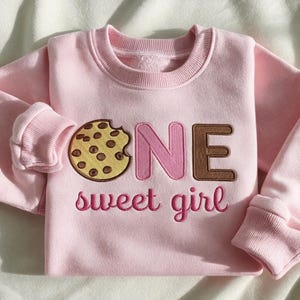 Embroidered One Sweet Girl Cookie Toddler Sweatshirt, Sweet One Girl Birthday Outfit, Cake Smash Outfit, Baby Shower Gift, 1st Birthday