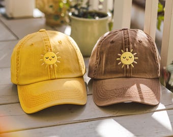 Mommy and Me Sunshine Hats, Matching Embroidered Smiling Sun  display picture 2
