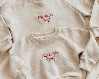 Pregnancy Announcement Embroidered Big Sister Sweatshirt, Sibling Sweatshirt, Custom Embroidery, Pregnancy Announcement, Newborn Photos