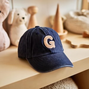 Custom Toddler Initial Hat, Personalized Embroidered Baby Baseball Cap, Adjustable Toddler Hat with Letter, Gift for Kids