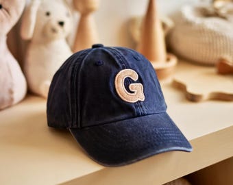 Custom Toddler Initial Hat, Personalized Embroidered Baby Baseball Cap, Adjustable Toddler Hat with Letter, Gift for Kids