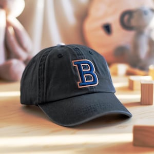 Custom Initial Embroidered Hat, Toddler & Adult Matching Cap, Personalized Monogram Baseball Hat, Washed Cotton Dad Hat Gift