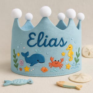 Ocean Birthday Crown, Personalized Under the Sea Fabric Crown for Baby & Toddler Parties, first birthday crown, ocean theme birthday crown