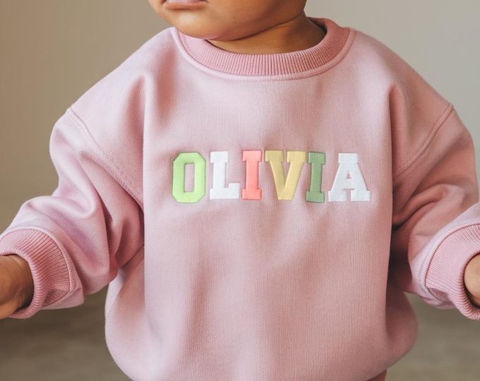 Embroidered Custom Kids Name Crewneck Sweatshirt , Embroidered Name Crewneck for Girl, Embroidered Personalized Sweatshirts,Gift for Kids