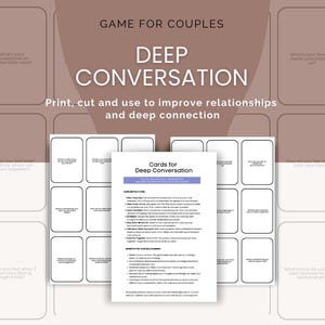Diepe gespreksgame voor stellen, vragenkaarten voor stellen, afdrukbare relatiekaartspellen