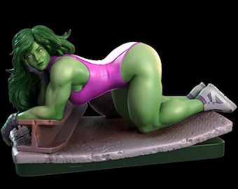 Figura de She-Hulk en pose de gimnasio STL – Modelo 3D para impresión en resina (archivo digital)