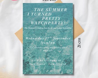 Invito digitale per la festa di visione di "The Summer I Turned Pretty"