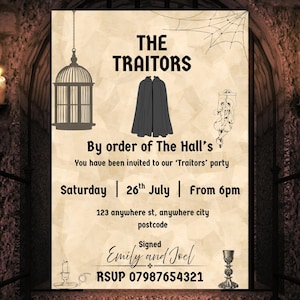 Traitors Party Invitation Template: Editable Canva Design (Digital Download)