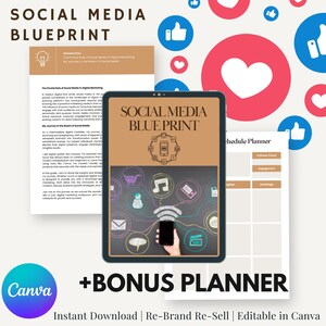 Social Media Blueprint - Social Media Planner - Social Media Strategy - Content - Private Label Rights (PLR) re brand resell - DFY Guide