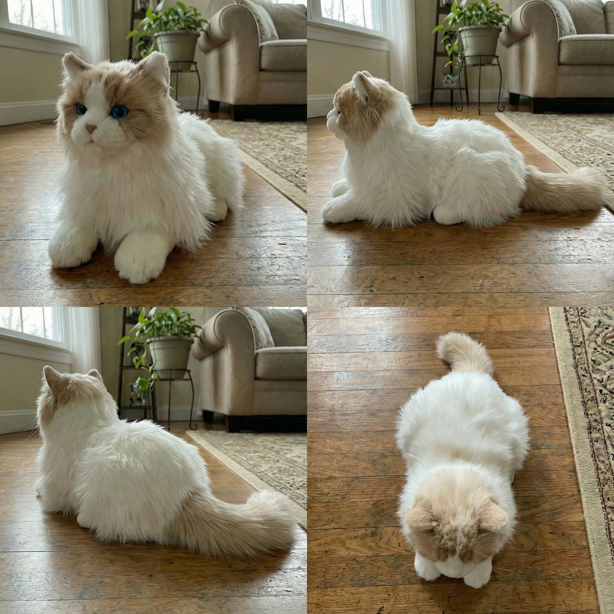 Realistic Stuffed Cat Plush, Fluffy Plush Cat Toy, Lifelike Stuffed
