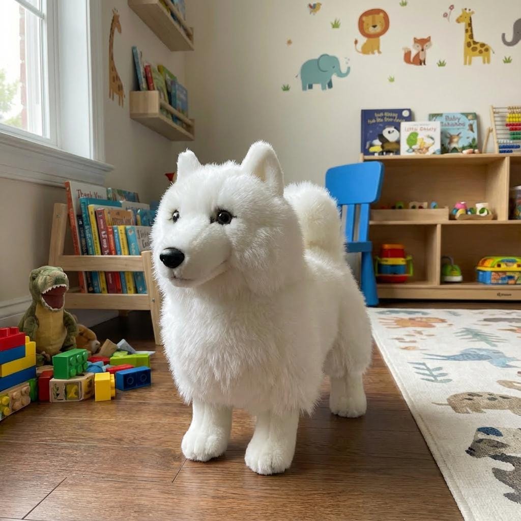 Peluche loup blanc, peluche douce, décoration de chambre d'enfant
