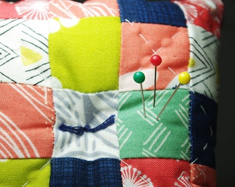 Quilted Pincushion | Modern Sewing Pincushion | Patchwork Quilted