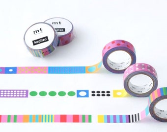 MT Kapitza Washi Tape | Polka Dot Ice, Polka Dot Vivid, Candy Stripe | Japanese Masking Tape