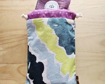 Bolsa pequeña reutilizable con cordón - Algodón orgánico / Tejido Gorman reciclado / Cero residuos / Ecológica