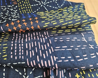 Tela recuperada de Gorman “Tic Tac Toe” • Resto de algodón ligero • Material reciclado para costura y manualidades