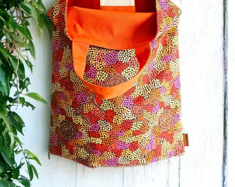 Bolsa de biblioteca de algodón con águila de cola de cuña: Bolsa para libros de arte aborigen
