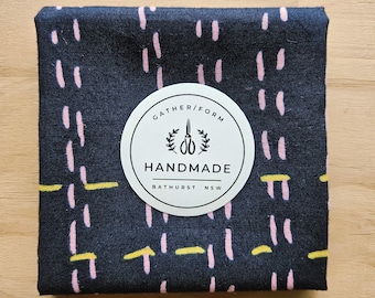 Pañuelo Gorman reciclado hecho a mano • Estampado de tres en raya • Pañuelo de algodón reciclado • Regalo ecológico