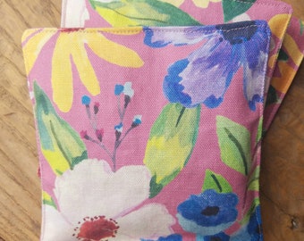 Juego de 3 bolsitas de lino floral con lavanda: cojines aromáticos para cajones