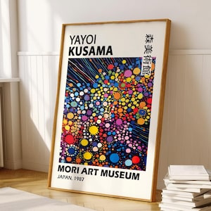 Yayoi Kusama Poster - Framed Japandi Wall Art as Yayoi Kusama Print, Abstract Inspired Kusama Poster, Ready to Hang