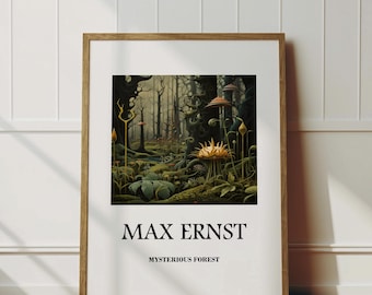 Max Ernst Poster fertig zum Aufhängen - Wald, Surrealistische Kunst als Max Ernst Druck, Surrealismus, Ernst Print, mit Rahmen