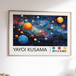 Yayoi Kusama Poster - PlanetsFramed Japandi Wall Art as Yayoi Kusama Print, Abstract Inspired Kusama Poster, Ready to Hang