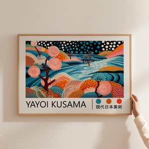 Yayoi Kusama Poster - Framed Japandi Wall Art as Yayoi Kusama Print, Abstract Inspired Kusama Poster, Ready to Hang