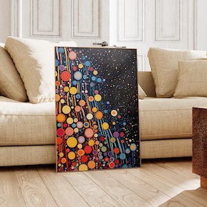 Yayoi Kusama Poster - Colorful Dots, Framed Japandi Wall Art as Yayoi Kusama Print, Abstract Kusama Poster, Ready to Hang