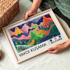 Yayoi Kusama Poster - Hills, Framed Japandi Wall Art as Yayoi Kusama Print, Abstract Inspired Kusama Poster, Ready to Hang