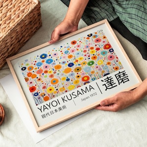 Yayoi Kusama Poster - Gerahmte Japandi Wandkunst als Yayoi Kusama Print, Abstraktes Kusama Poster, Fertig zum Aufhängen