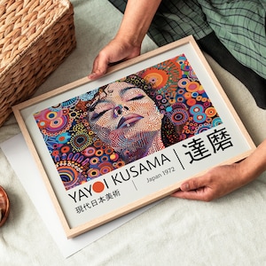 Yayoi Kusama Poster - Framed Japandi Wall Art as Yayoi Kusama Print, Abstract Kusama Poster, Ready to Hang