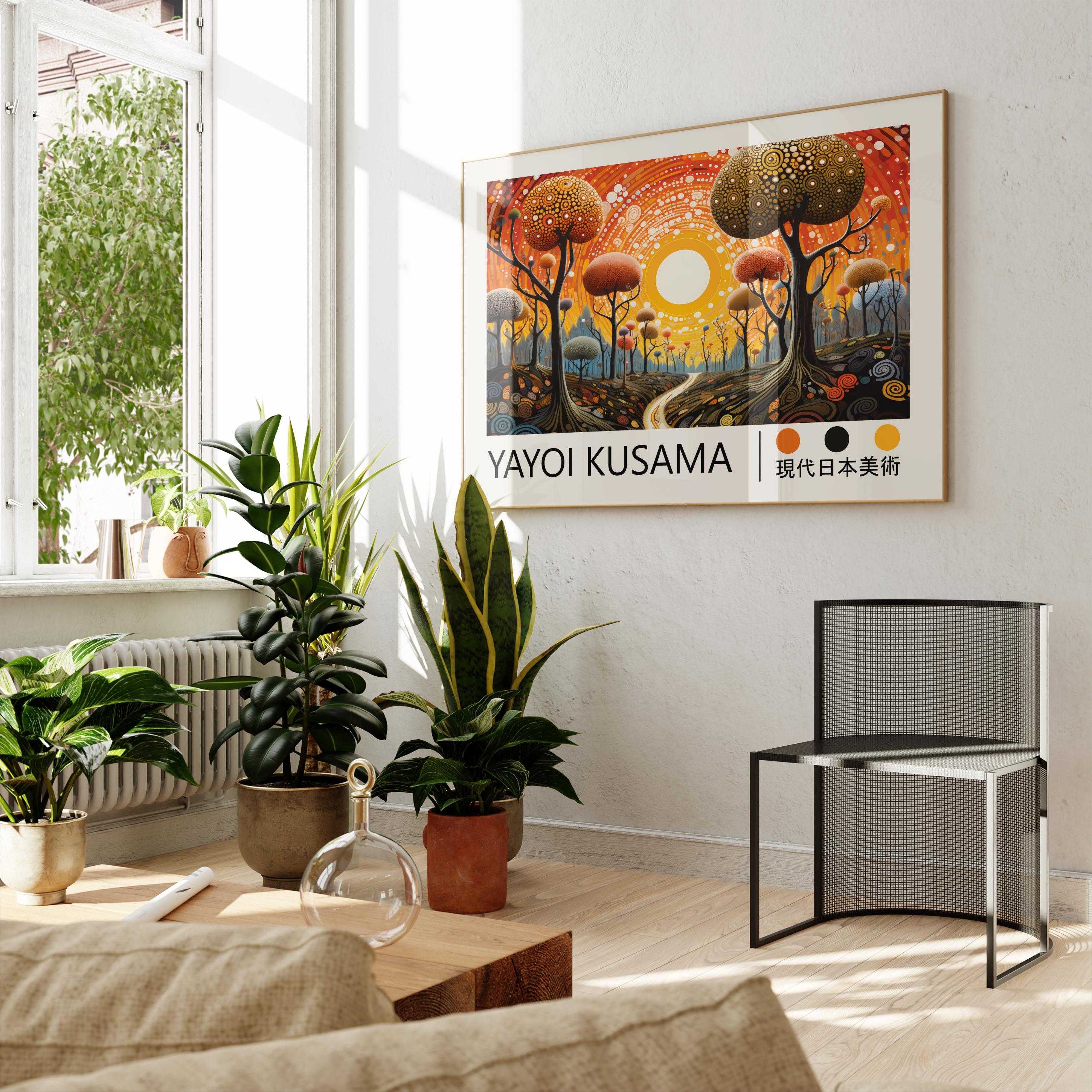 Yayoi Kusama Poster - Trees, Framed Japandi Wall Art as Yayoi