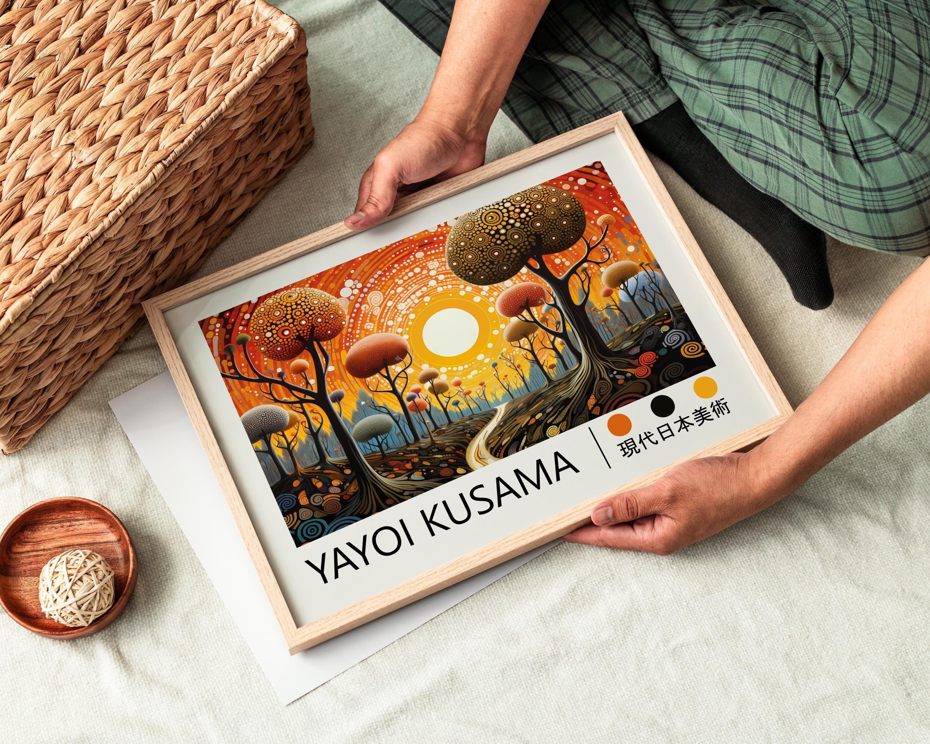 Yayoi Kusama Poster - Trees, Framed Japandi Wall Art as Yayoi