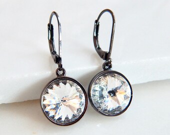 Rivoli Crystal Gunmetal Earrings - Infinity