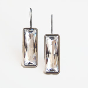Clear crystal baguette earrings - long rectangle earrings - Swarovski crystal - crystal earrings - clear crystal