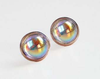 Rainbow crystal stud earrings - clear ab earrings - Swarovski Crystal - iridescent earrings