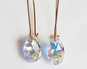 Iridescent crystal teardrop earrings - crystal earrings - Swarovski crystal - bridesmaid earrings - wedding jewelry - bridal earrings