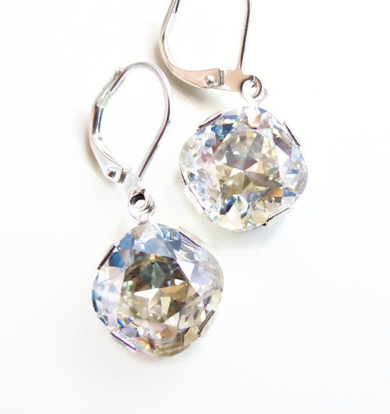 Items similar to Moonlight crystal dangle earrings - wedding jewelry ...