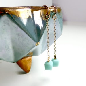 Mint Green Cube Earrings - made with SWAROVSKI® Crystals - mint earrings - light green earrings