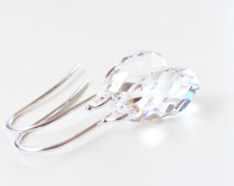 Clear crystal teardrop earrings - bridal earrings - bridesmaid earrings - clear earrings