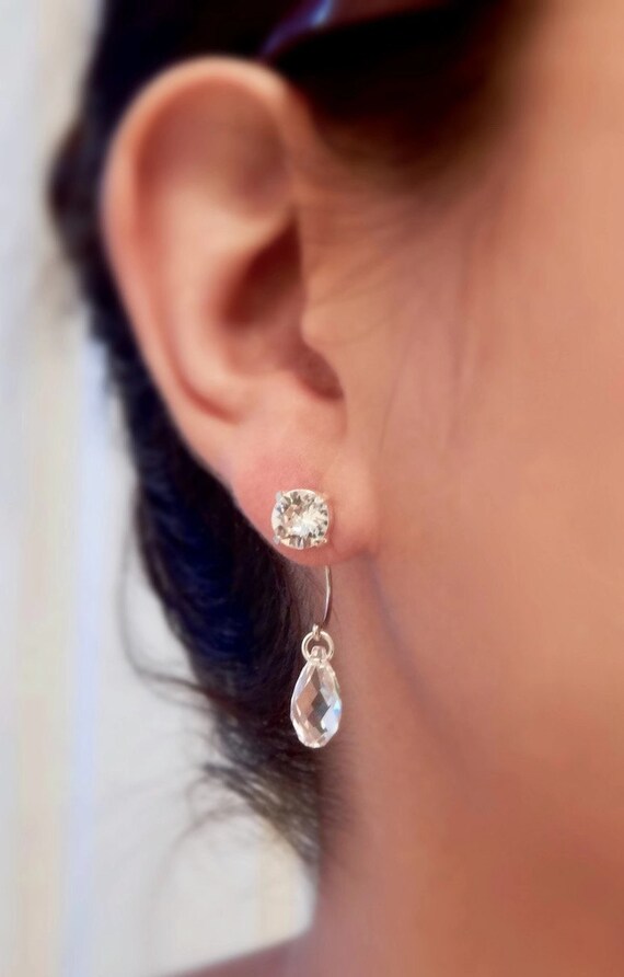 Clear Crystal Ear Jacket Earrings Clear Earrings Diamond Clear